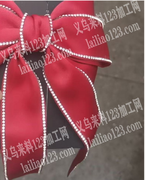 布艺蝴蝶结上面粘钻外发加工，寻找专业做粘