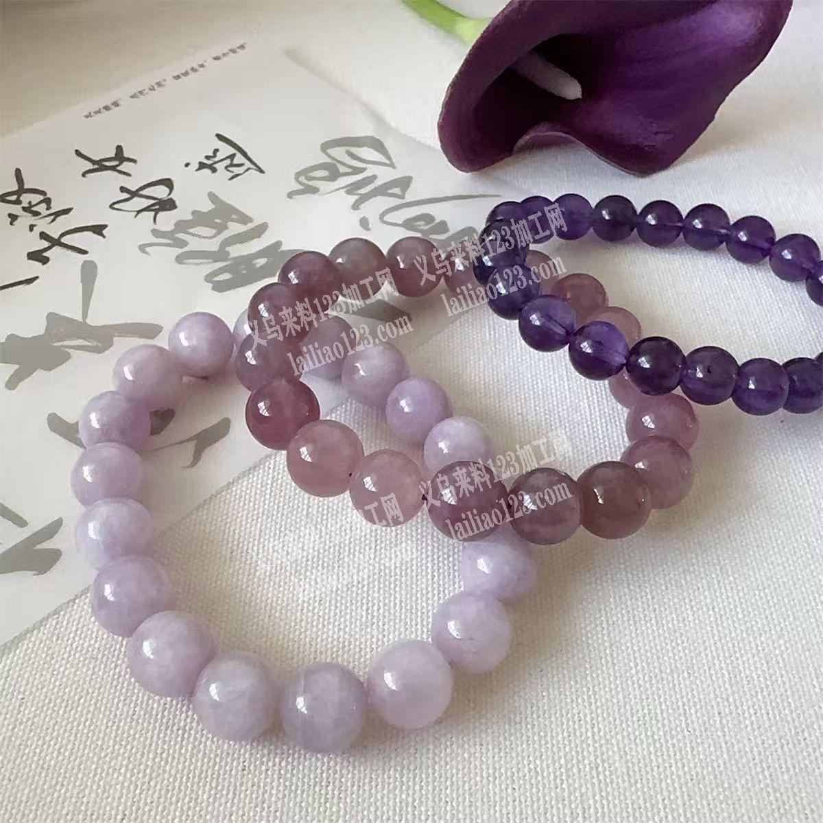 大量手工串珠手串成品订单，如图，发晶石，