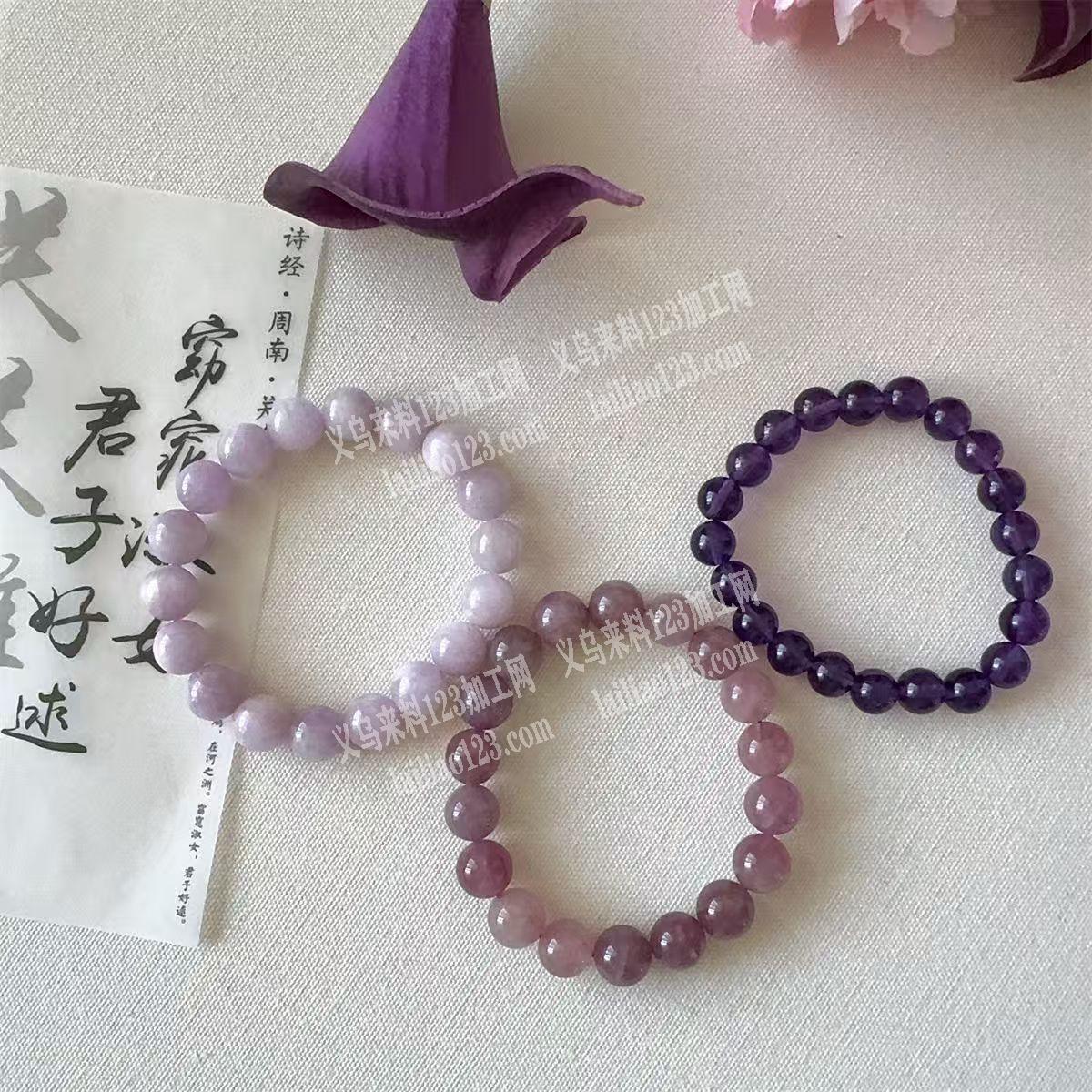 大量手工串珠手串成品订单，如图，发晶石，