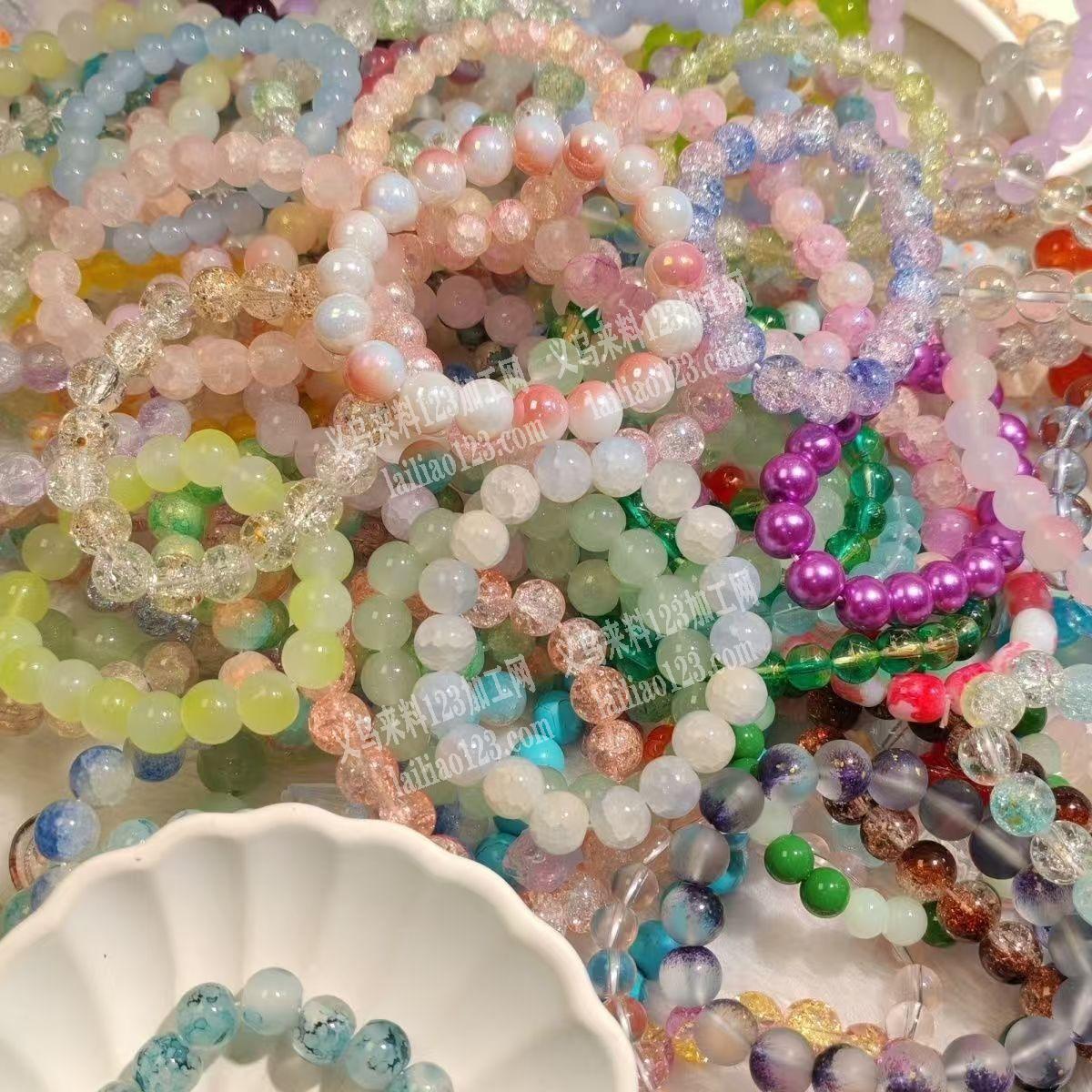 大量手工串珠手串成品订单，如图，发晶石，