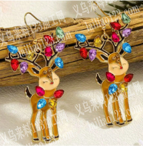 采购如图圣诞小鹿耳环，有订单，请联系详谈