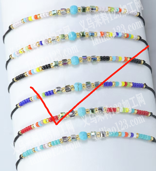 穿米珠编织手链的手工活外发加工《发外地，