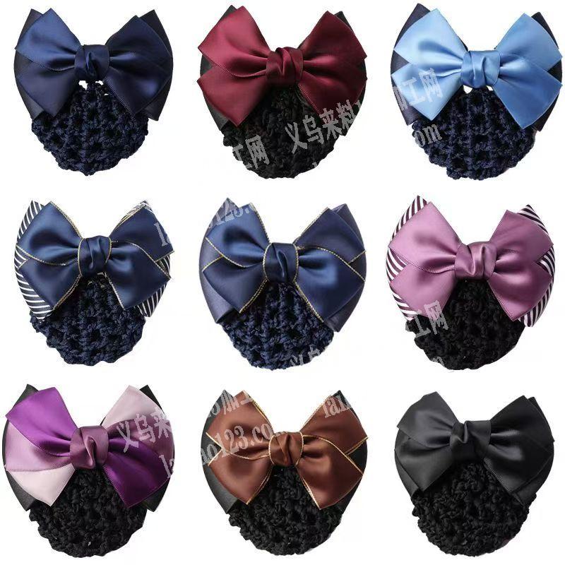 职业头饰蝴蝶结网兜发圈手工活外发，如图，