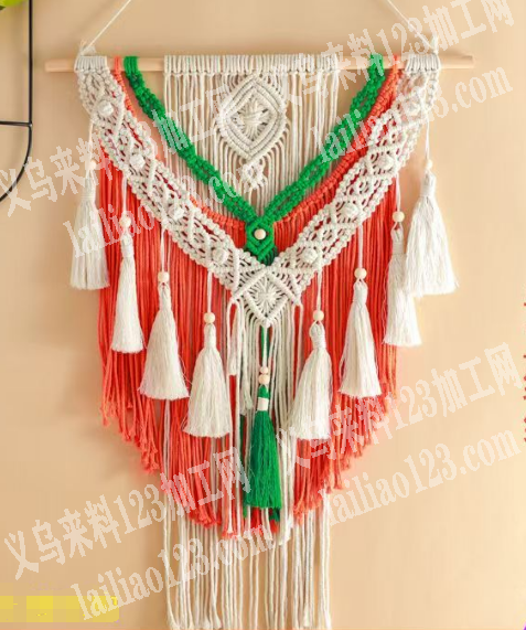 绳子编织打结的手工活外发，如图，编织这个