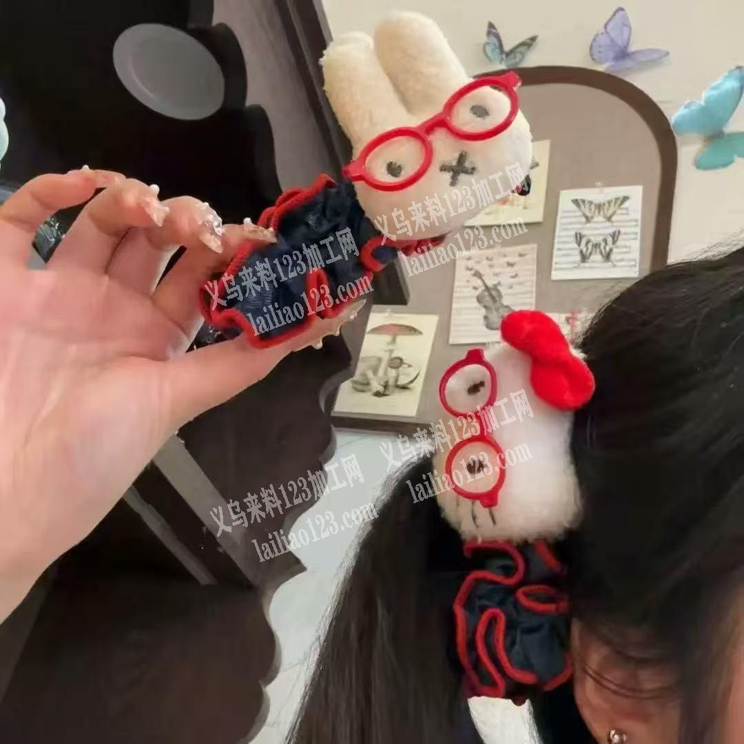 布艺发圈粘手工蝴蝶结+包装的手工活外发，