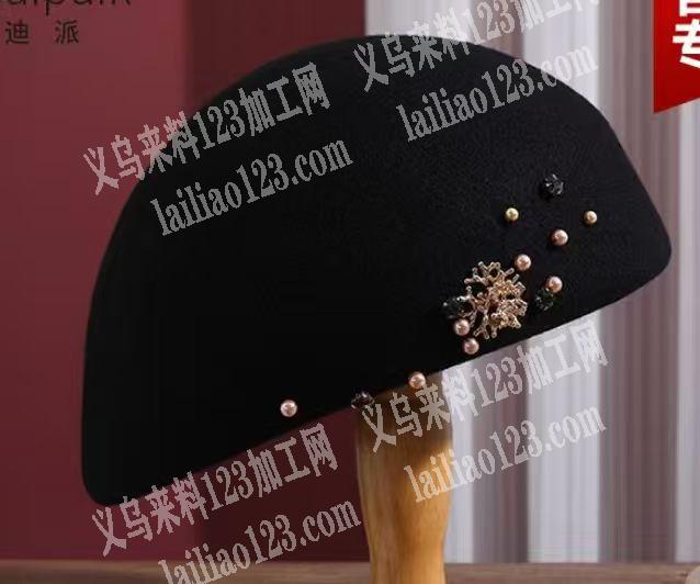 针线手工活外发，这个帽子上面缝这些珠子配