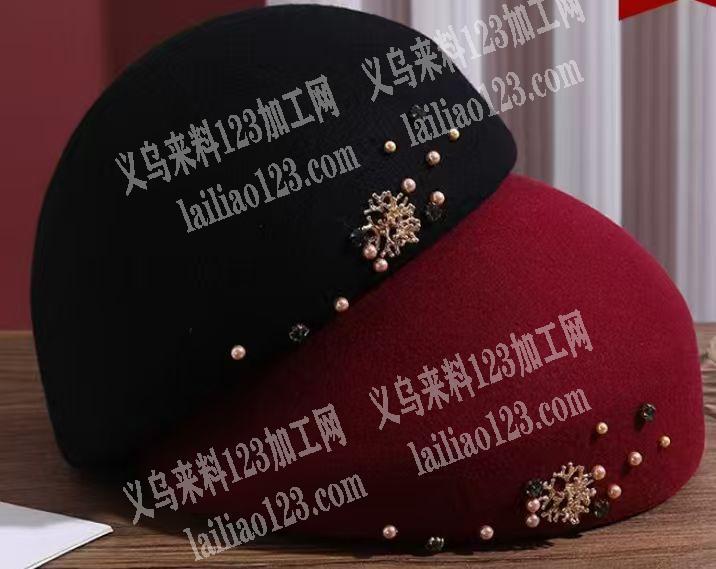 针线手工活外发，这个帽子上面缝这些珠子配