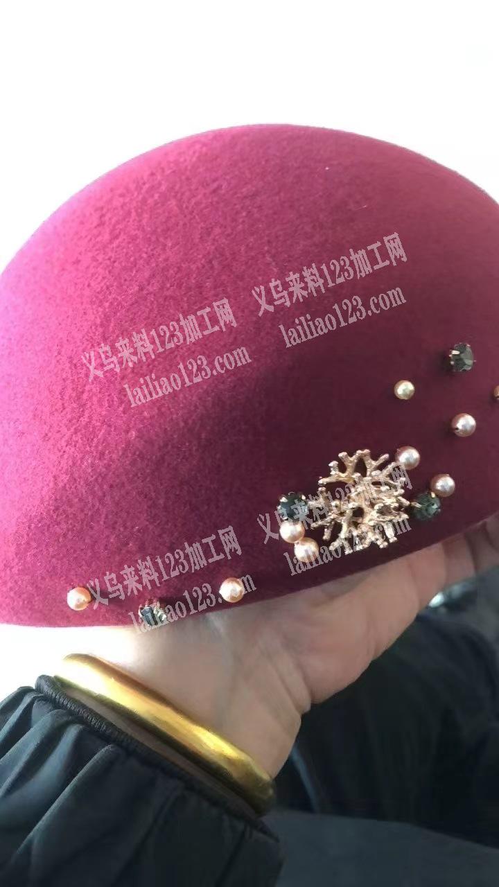 针线手工活外发，这个帽子上面缝这些珠子配