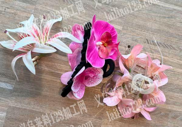 花朵发夹成品订单，仿真花的花朵+底下粘好
