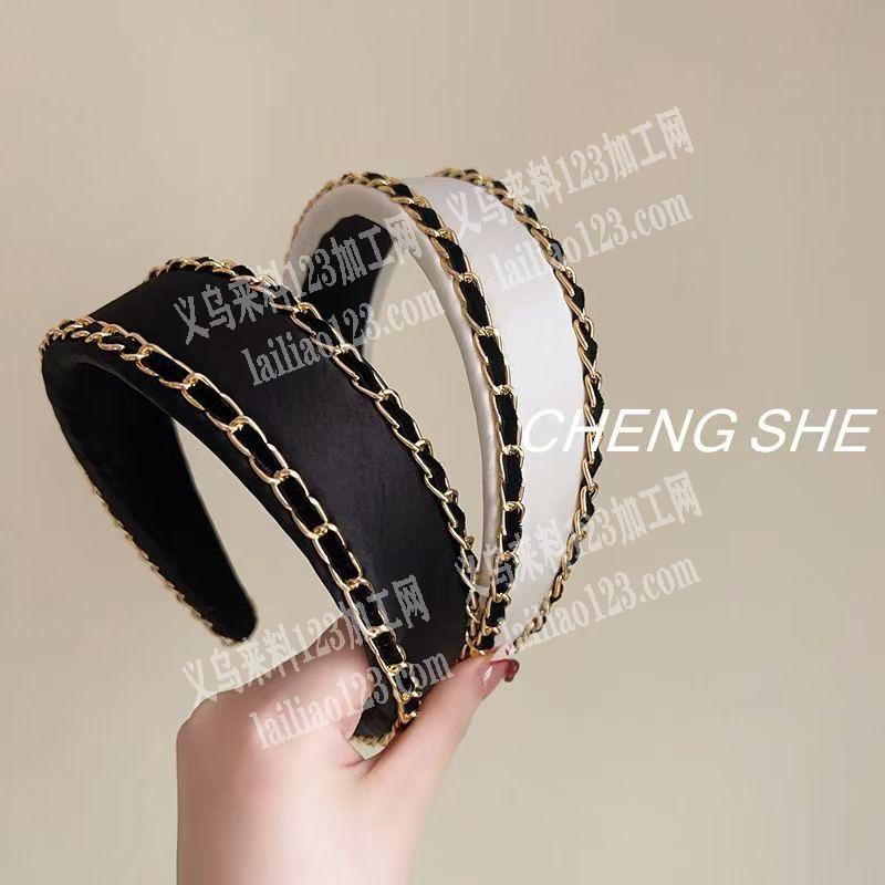 这个发箍上面粘链条的手工活外发加工，寻找