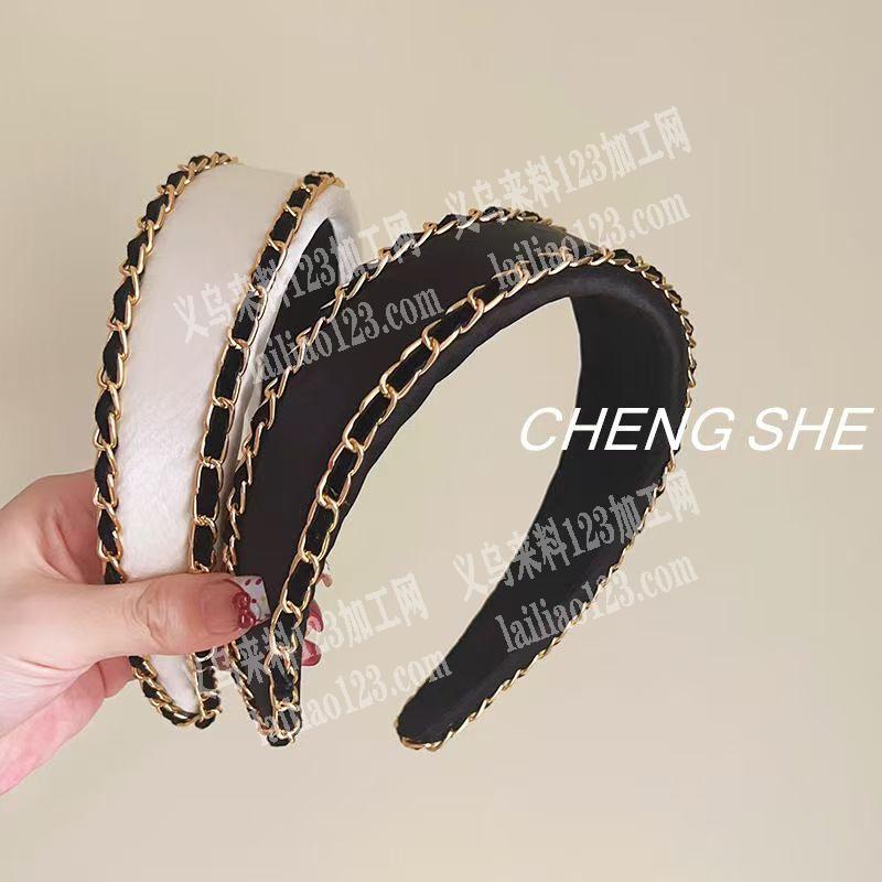 这个发箍上面粘链条的手工活外发加工，寻找