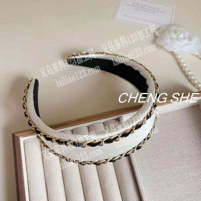 这个发箍上面粘链条的手工活外发加工，寻找