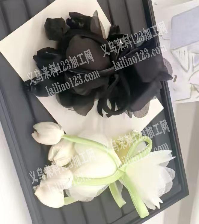 郁金香花苞款式的头饰成品订单。寻找成品工