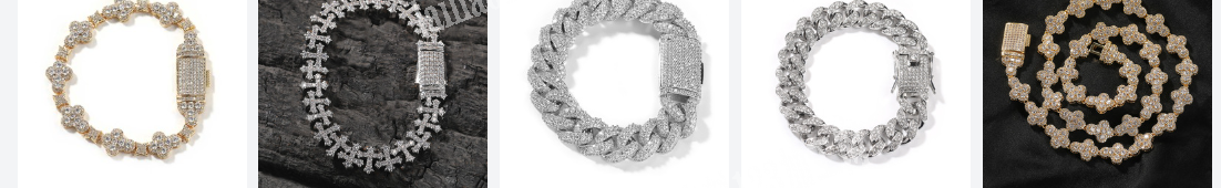 铜镶锆石的嘻哈古巴项链手链订单，寻找工厂