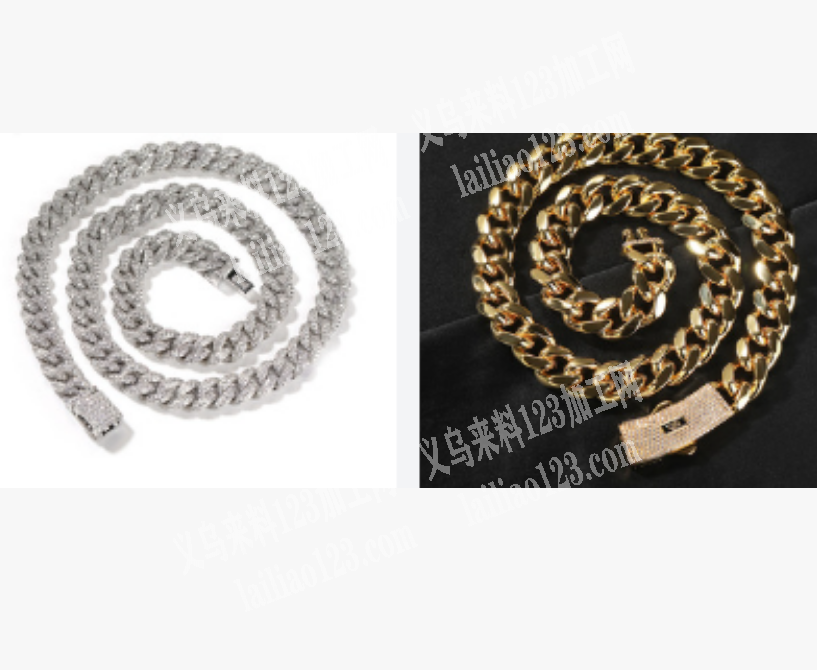 铜镶锆石的古巴链项链订单，如图，寻找工厂