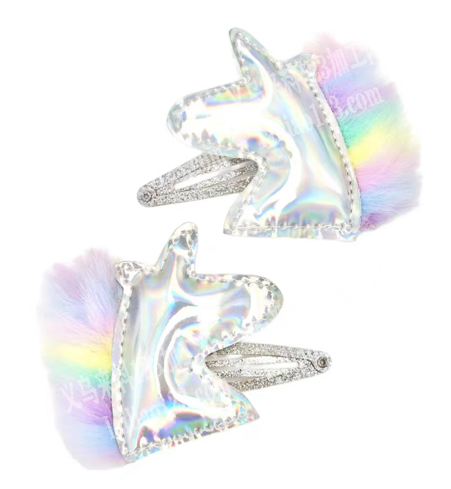 【独角兽发夹订单，附图片，，皮革踩线的】