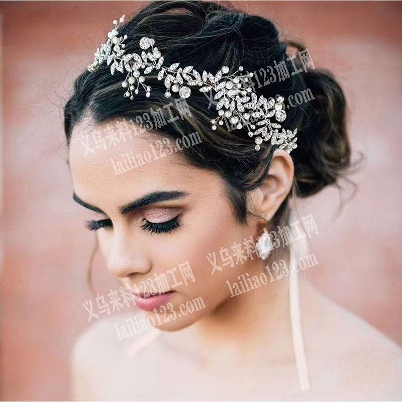 【手工外发】这个新娘花头花穿珠子，扭铜丝