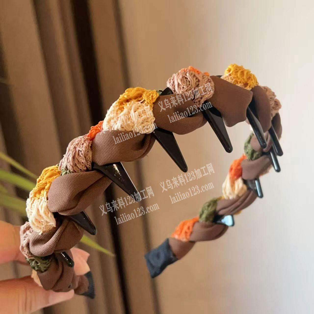 手工缠绕布条的头扣成品订单，如图，寻找成