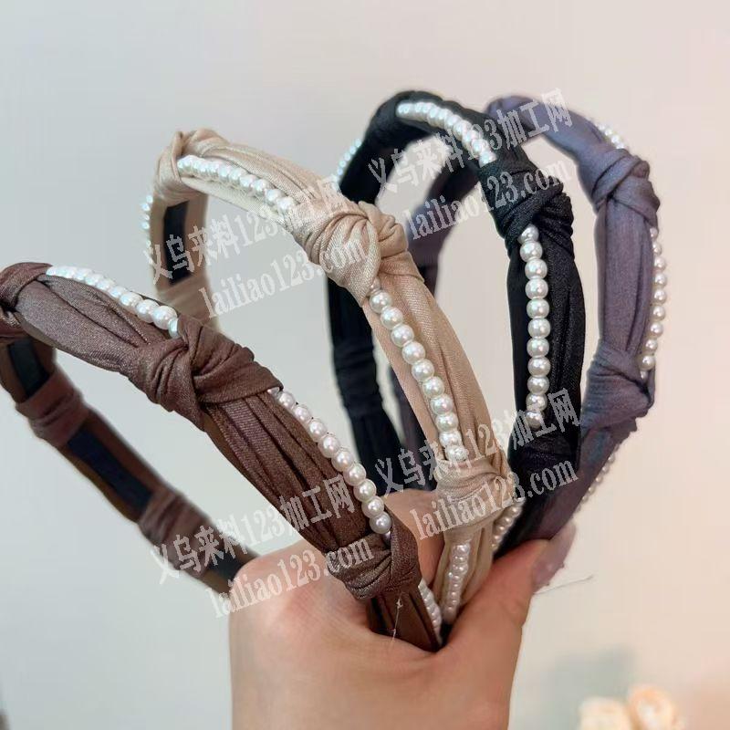 外贸单手工布艺珍珠发箍订单，如图，寻找专