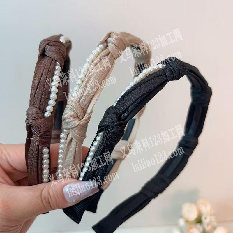 外贸单手工布艺珍珠发箍订单，如图，寻找专