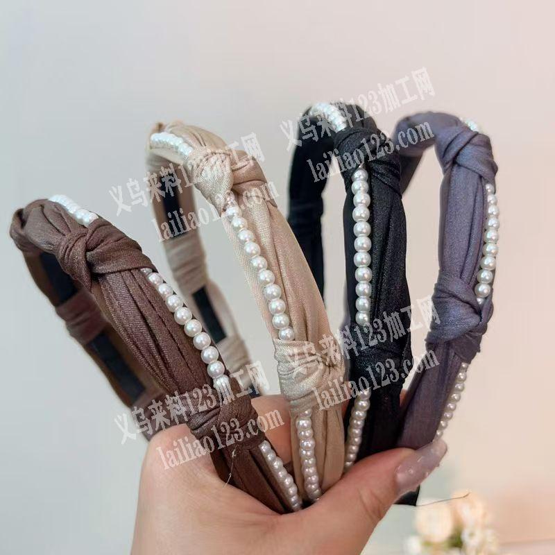 外贸单手工布艺珍珠发箍订单，如图，寻找专