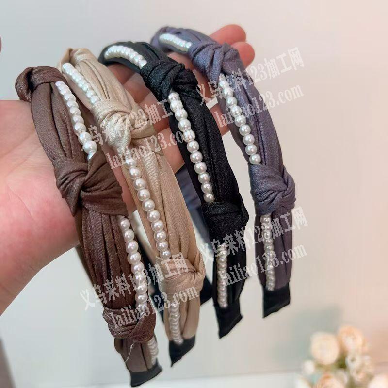 外贸单手工布艺珍珠发箍订单，如图，寻找专