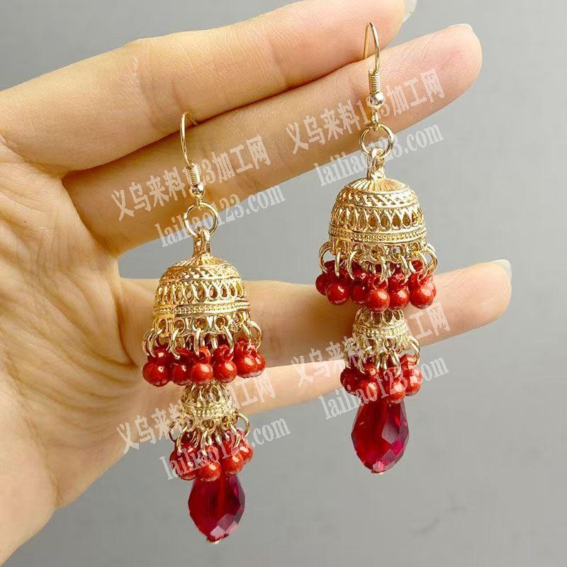 《发外地做》穿珠子弯针挂圈做耳环的手工活