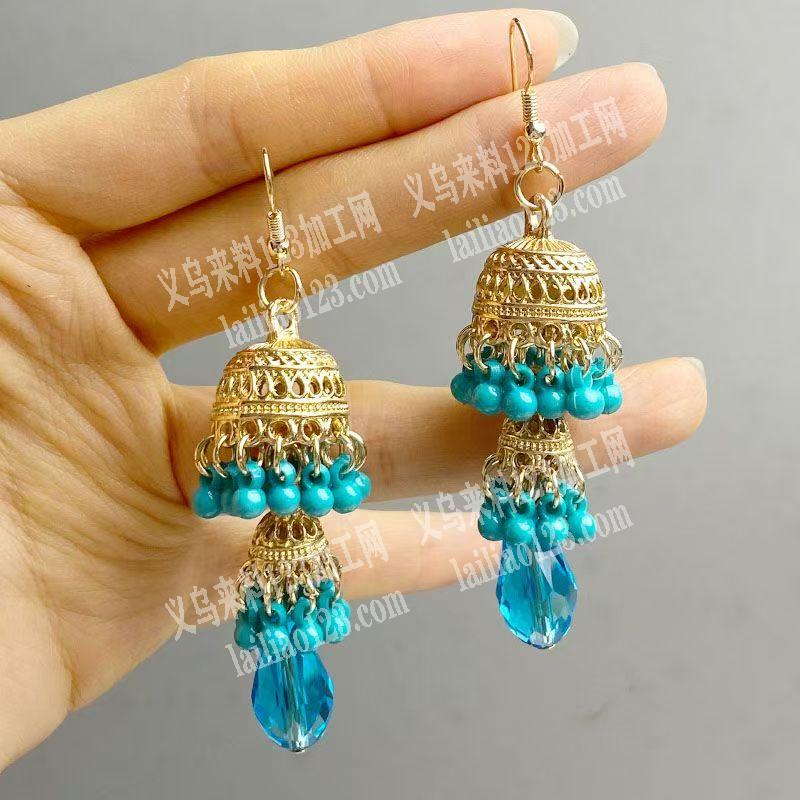 《发外地做》穿珠子弯针挂圈做耳环的手工活