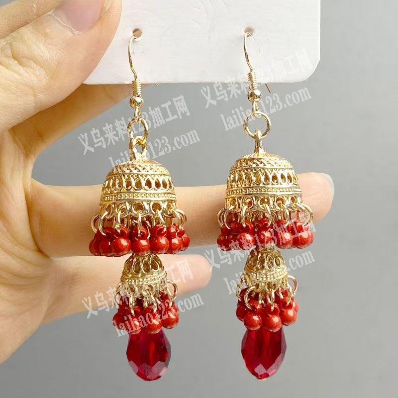 《发外地做》穿珠子弯针挂圈做耳环的手工活