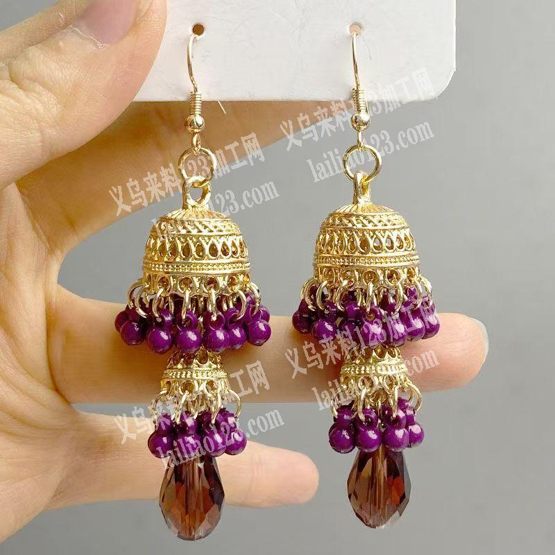 《发外地做》穿珠子弯针挂圈做耳环的手工活