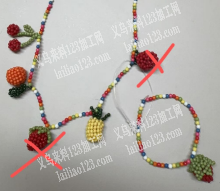 项链穿珠子编织，水果款式的。如图。寻找会