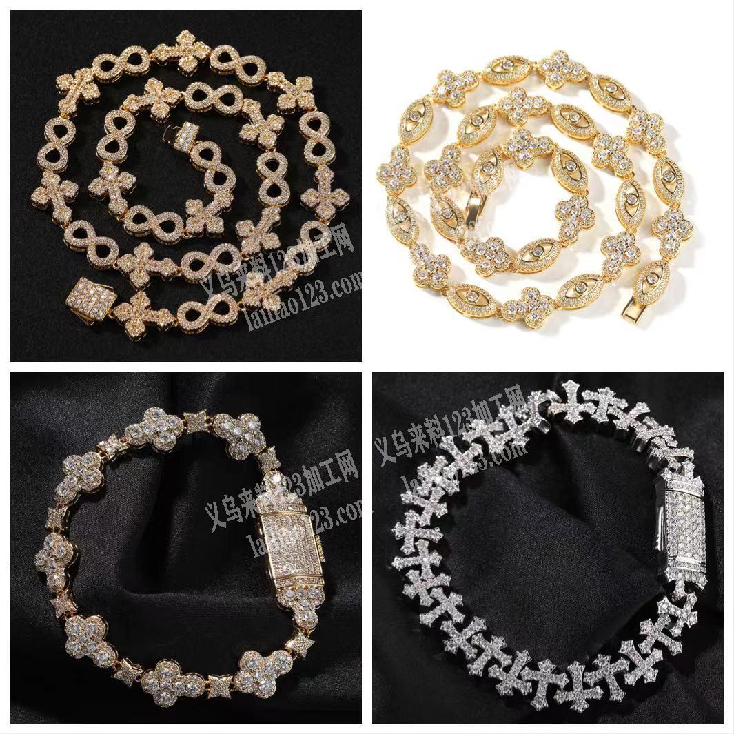 铜镶锆饰品成品订单外发，如图，合金古巴链