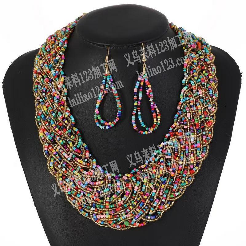 《可发外地做，长期有货》复杂穿米珠编织项