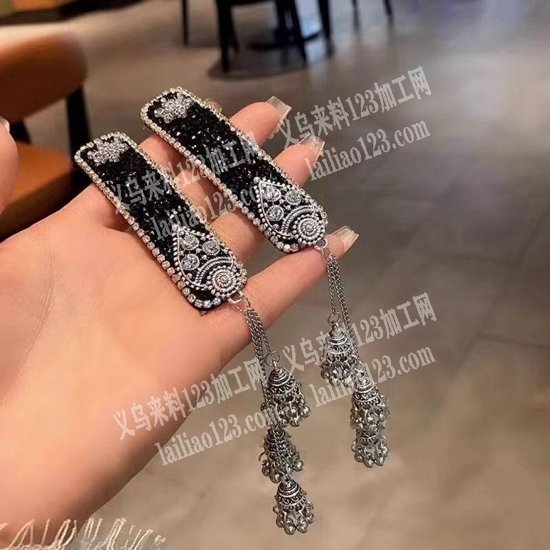 流苏吊须新中式闪钻碎发夹订单，如图，成品