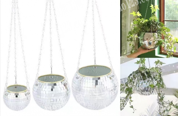 悬挂反光镜面球形吊篮，有订单