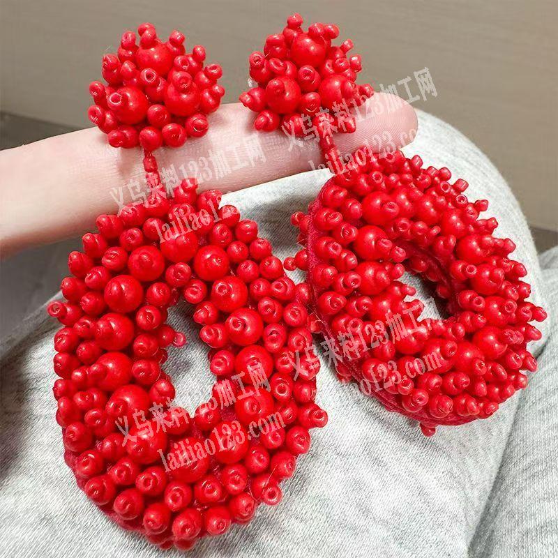 手工串珠手缝耳环订单，如图，成品订单，寻