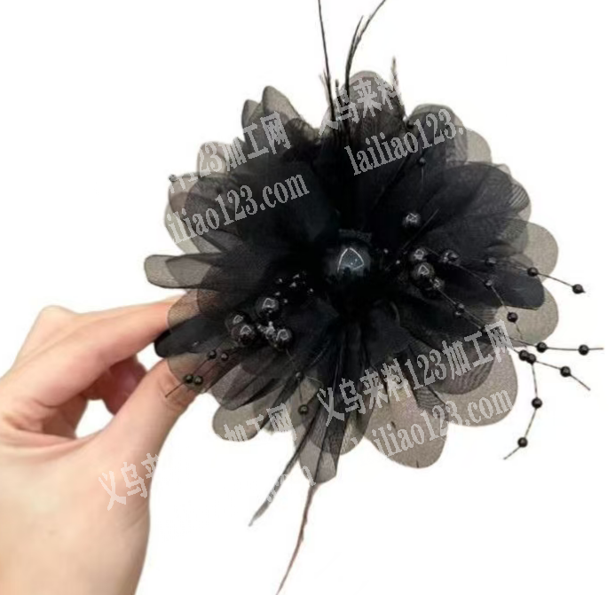 抓夹成品订单，如图珍珠网纱花朵的，寻找成