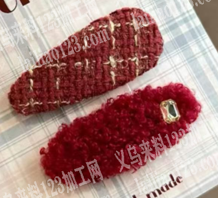 【大红色系，贺年系列的】布艺布包发夹子订