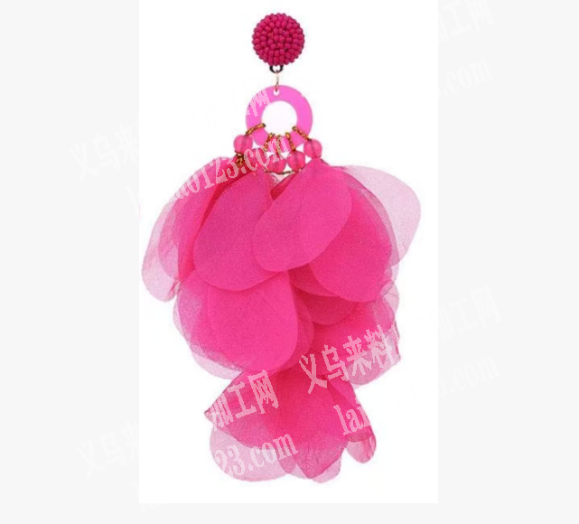 手工网纱花耳环订单，如图，寻找加工厂或者