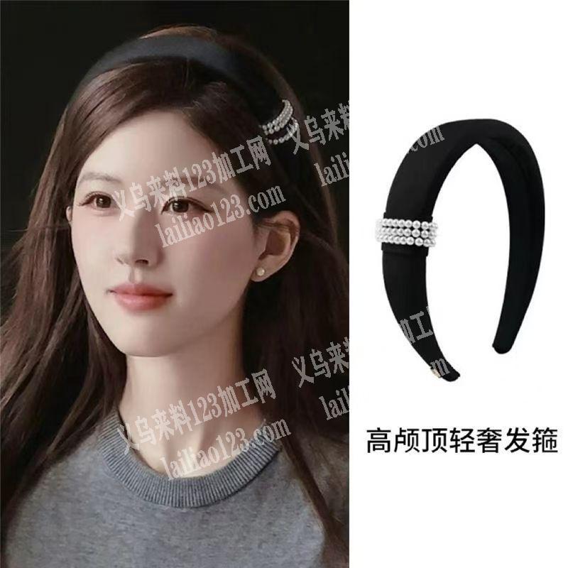 织带发箍，缝3排珍珠，针线活，手工活，手