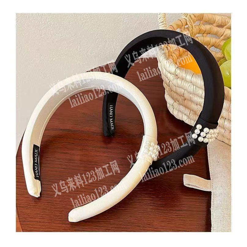 织带发箍，缝3排珍珠，针线活，手工活，手