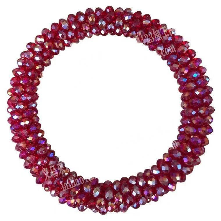 这个穿珠子钩针编织发圈的手工活外发加工，