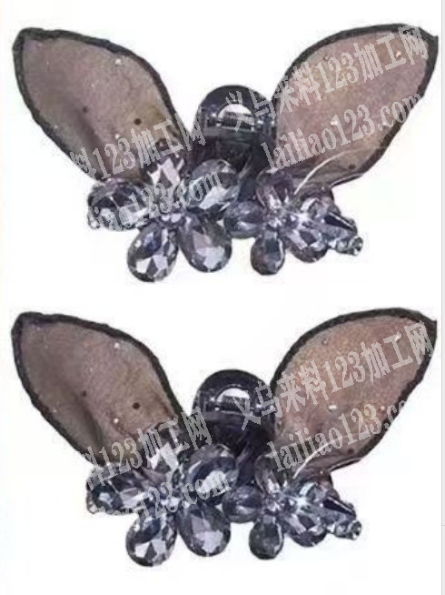 兔子耳朵发饰外发，{外发点钻}粘胶的}，