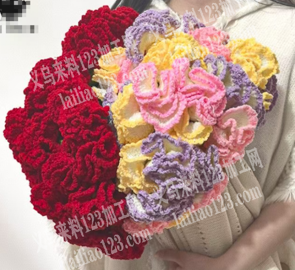 公司钩针编织毛线花【康乃馨】，如图，寻找