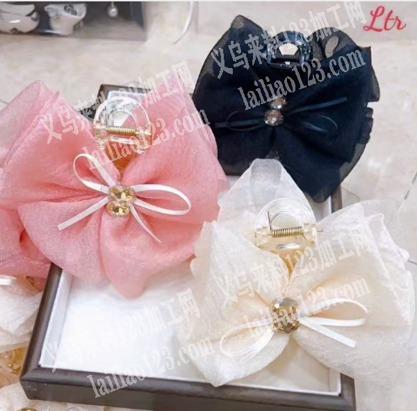 公司如图，布艺蝴蝶结抓夹成品订单，如图，