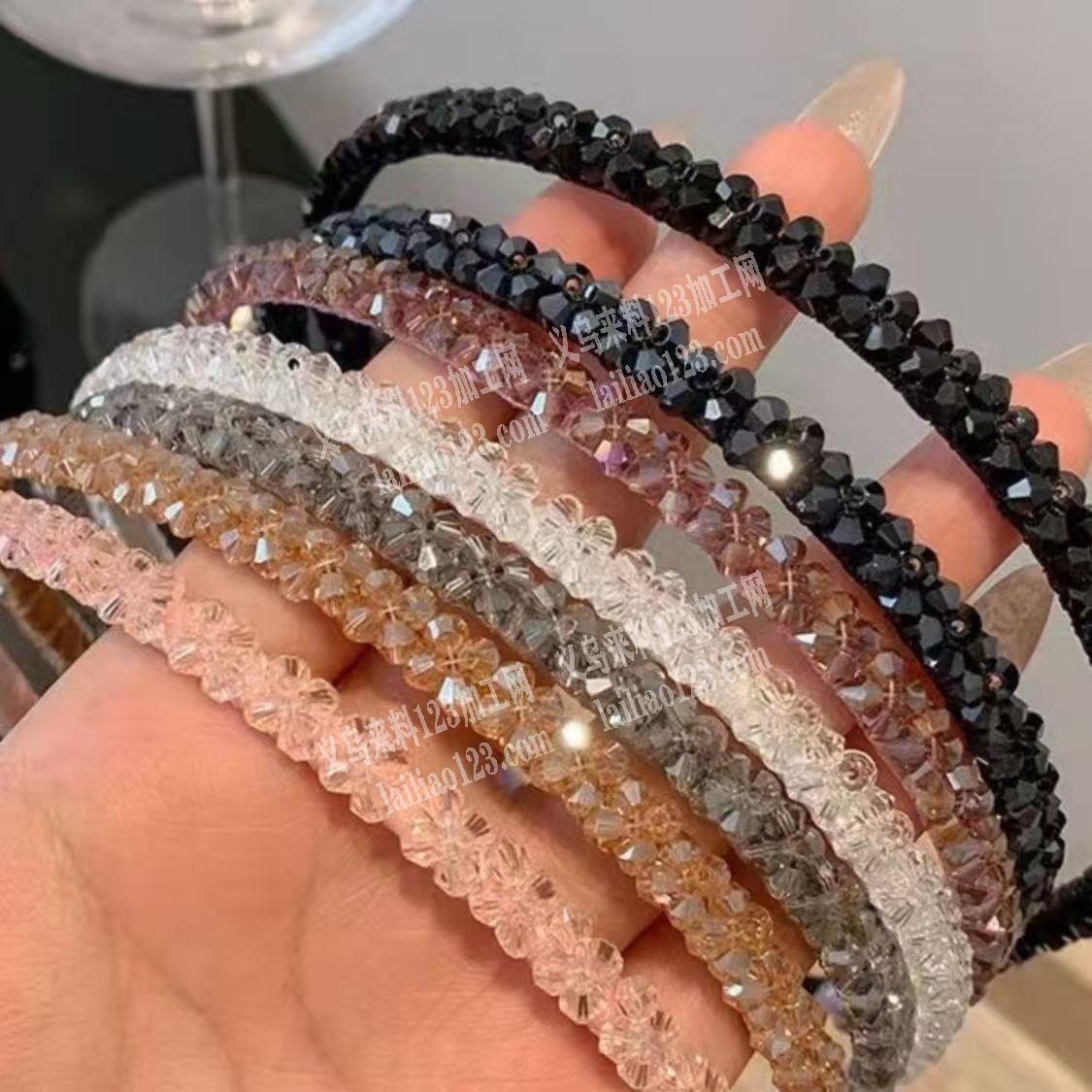 手工鱼线串珠编织发箍。缠绕发箍的手工订单