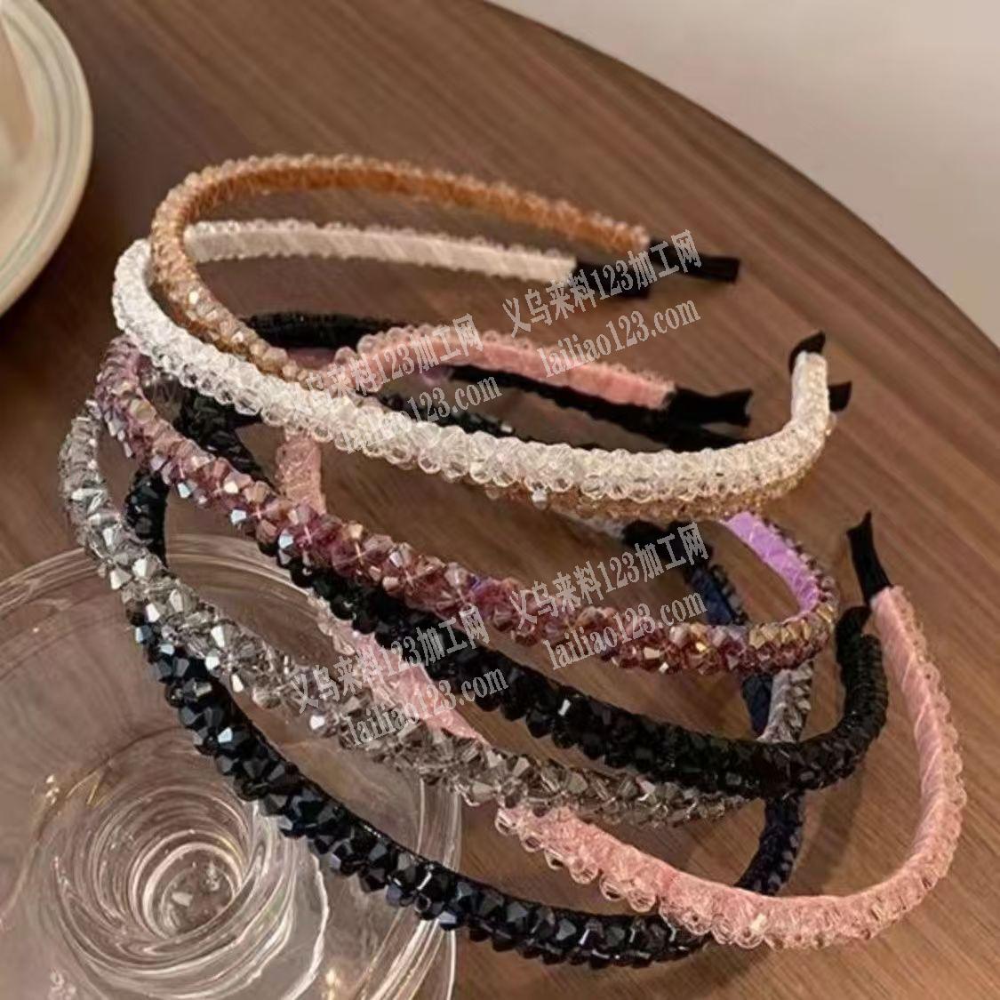 手工鱼线串珠编织发箍。缠绕发箍的手工订单