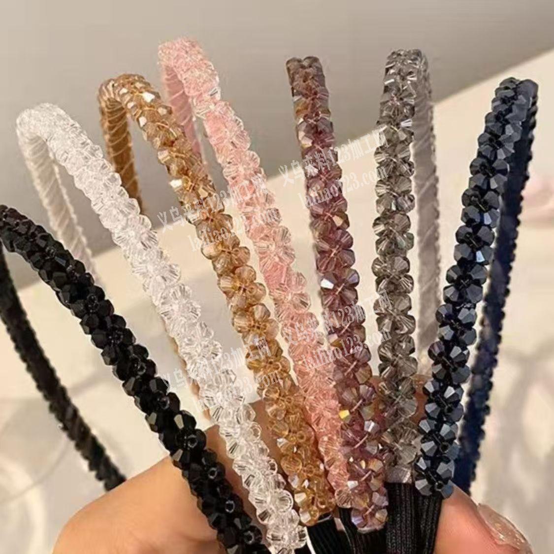 手工鱼线串珠编织发箍。缠绕发箍的手工订单