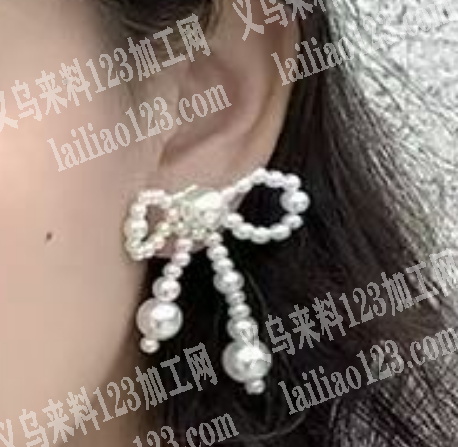 串珠蝴蝶结耳环订单，如图，寻找厂家。采购