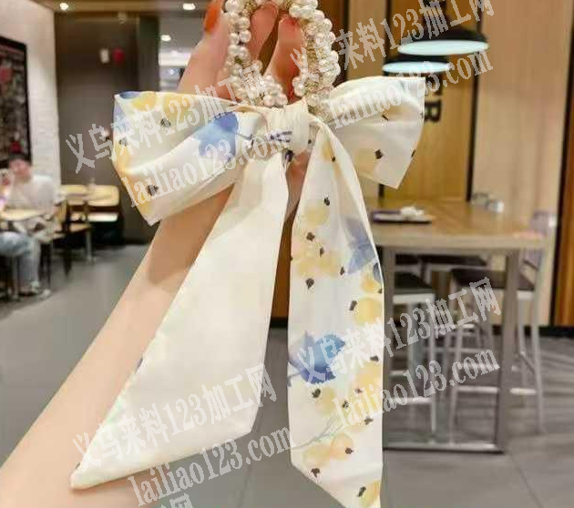 手工串珠钩针发圈+布艺蝴蝶结发饰成品订单